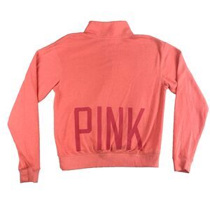 Victoria's Secret PINK Womens XS 1/4 Zip Sweatshirt Coral Pullover Athleisure